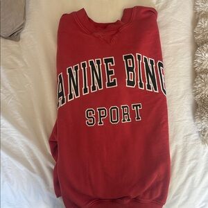 Anine Bing Red Jaci Organic Cotton French Terry Logo Sweatshirt - Medium